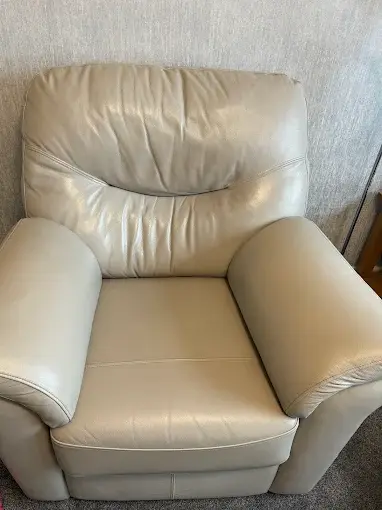 Cream leather armchair