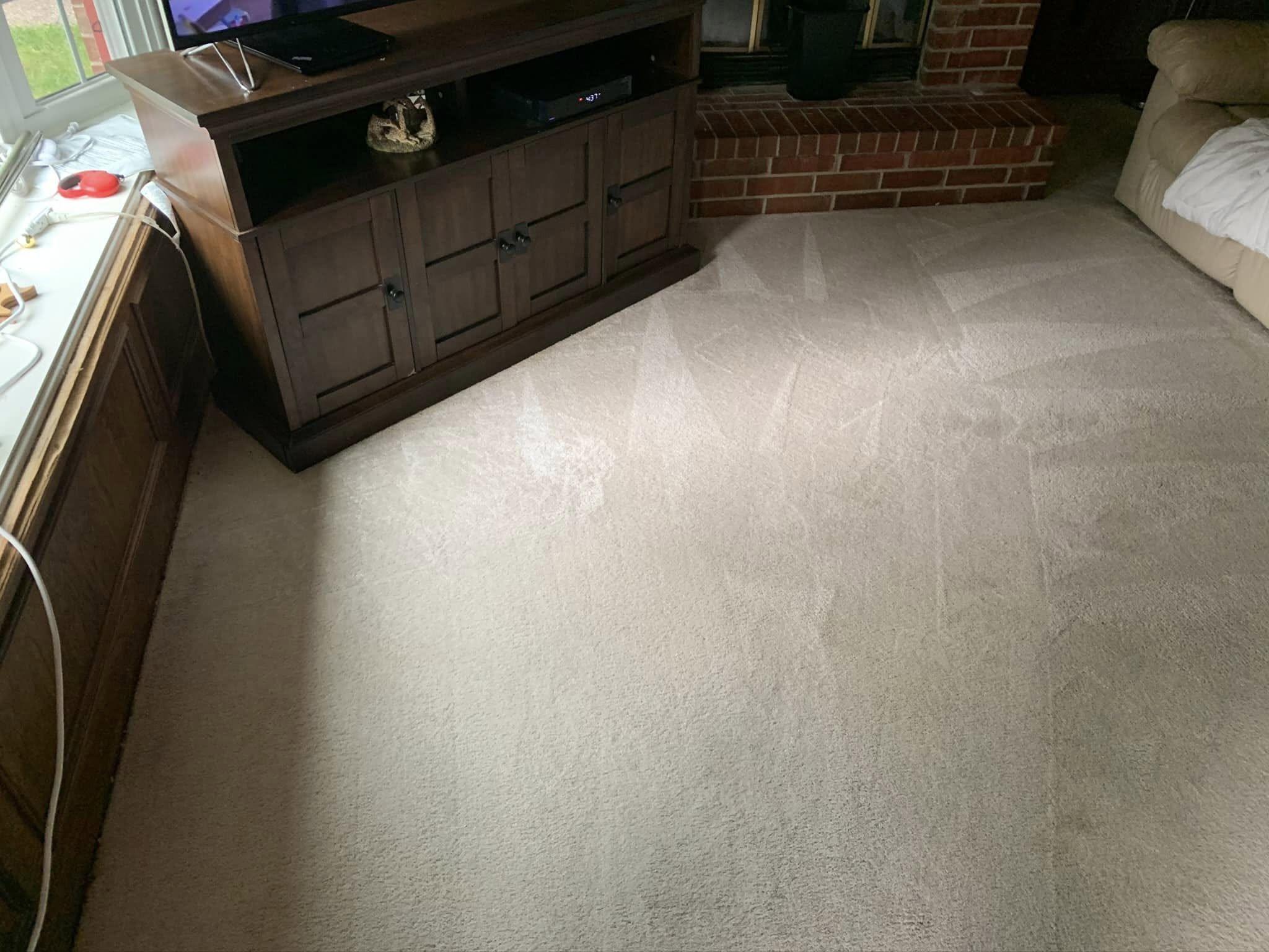 The same living-room carpet clean and refreshed after cleaning